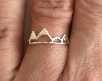 Mountain Ring - Silver, Gold, and Rose Gold finish - adjustacle open back ring for her