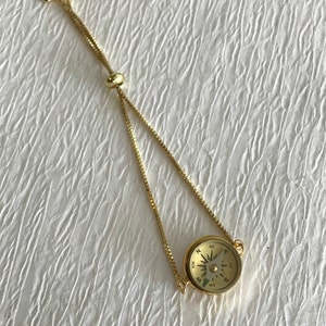 Working Compass Bracelet, gold and rose gold, dainty compass jewelry, bolo bracelet, adjustable chain bracelet, slider bead