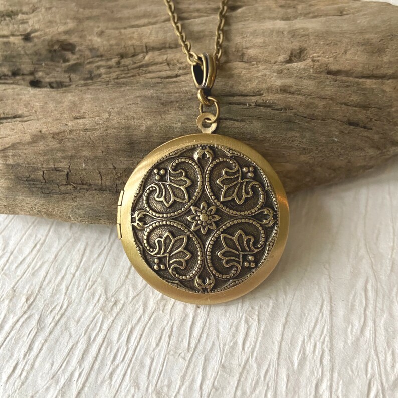 Irish Floral Locket Necklace antique silver gold locket Etsy