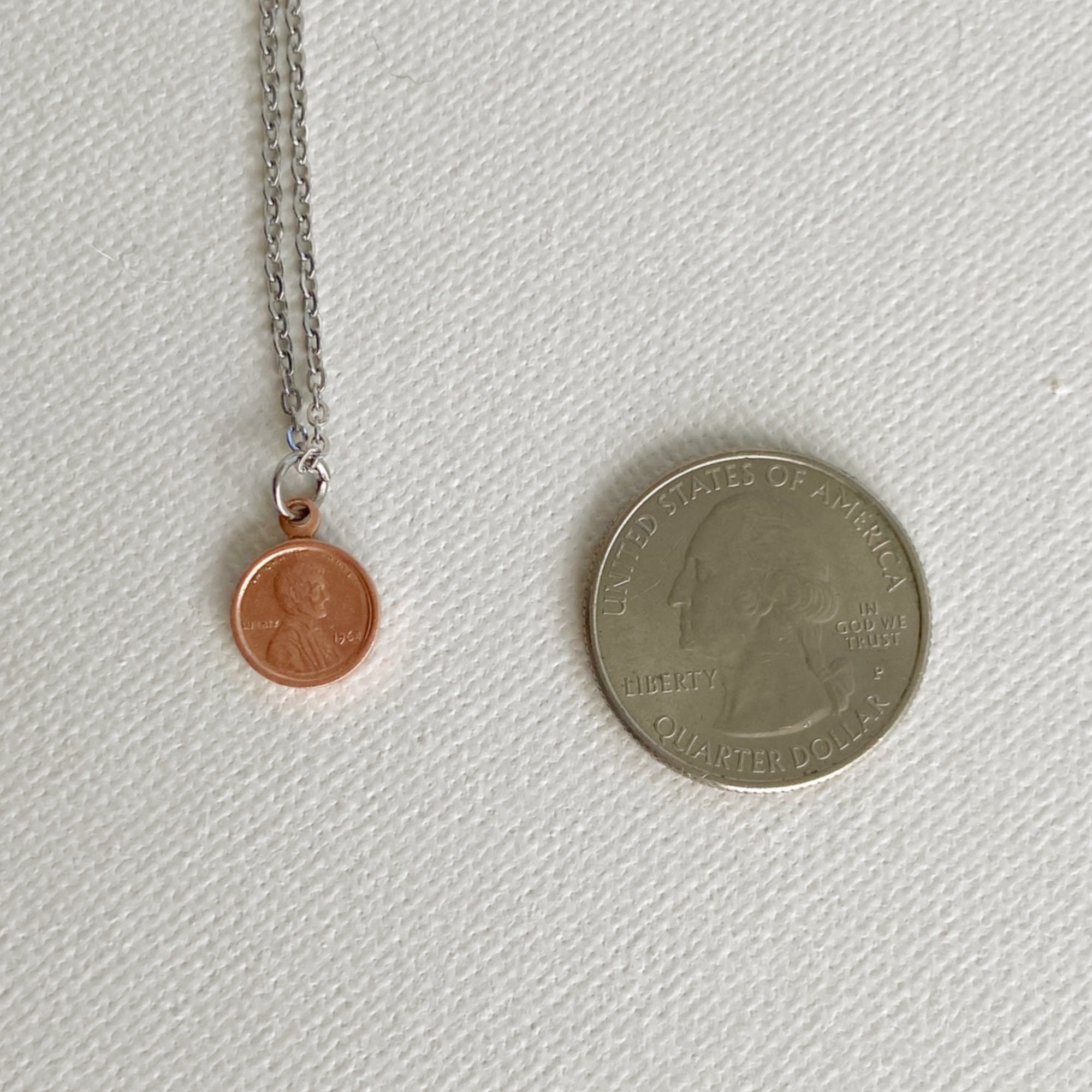 Mini Copper Penny Charm Necklace good luck jewelry dainty coin pendant penny replica charm Etsy