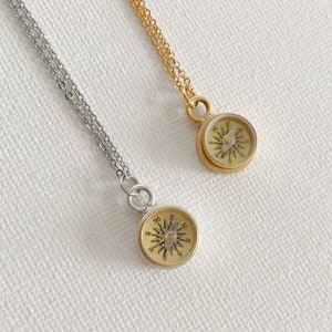 Tiny Working Compass Necklace, silver or gold functional compass pendant, graduation gift
