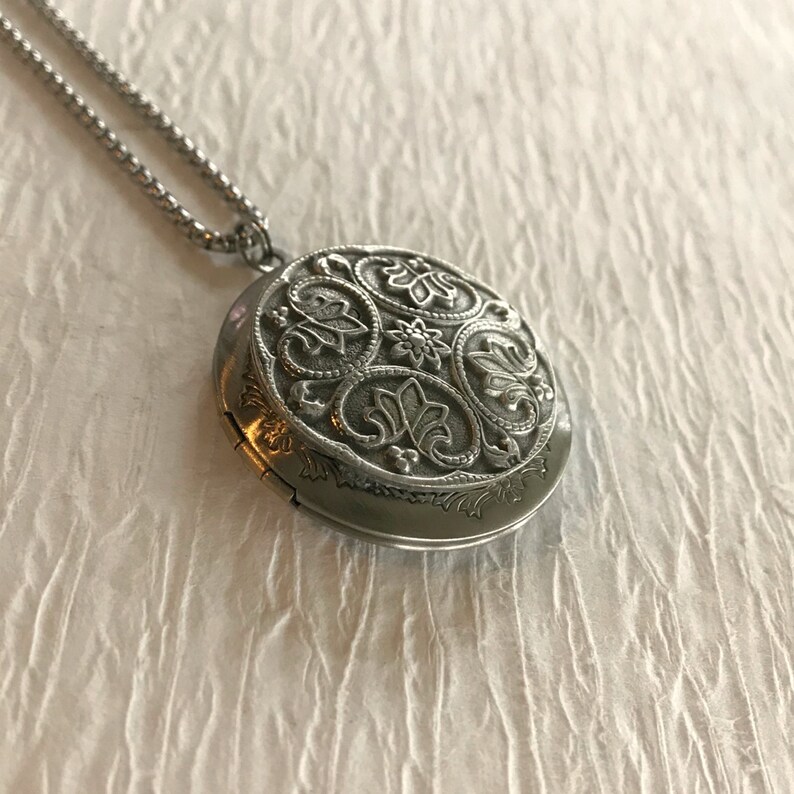 Irish Floral Locket Necklace antique silver locket pendant Etsy