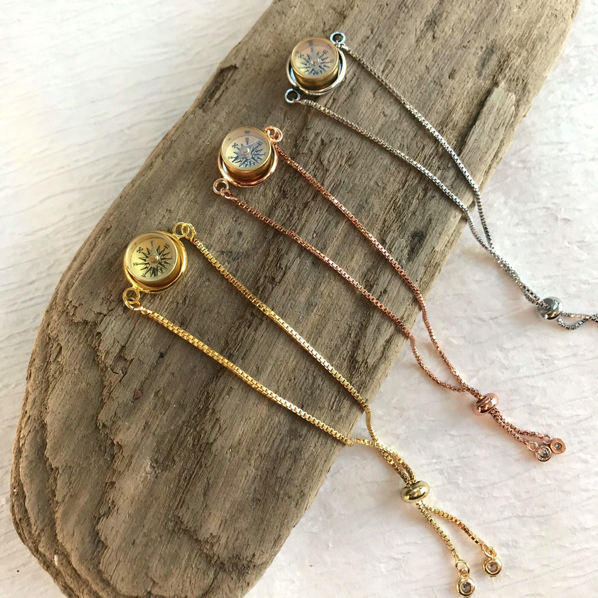 Tiny Working Compass Bracelet 12mm compass bolo bracelet Etsy