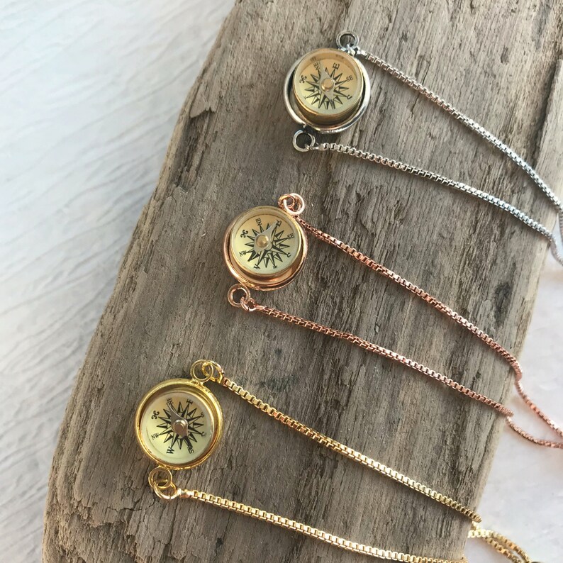 Tiny Working Compass Bracelet 12mm compass bolo bracelet Etsy