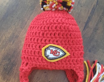 Kansas City Hat - baby football hat - football baby hat - Kansas City baby hat - baby boy hat - crochet baby hat - boy football hat