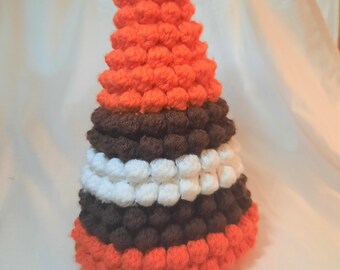 Ready to Ship - Tabletop Christmas Tree Crochet Cleveland Browns - Xmas tree - Crochet tree - Crochet Christmas Tree - Cleveland Browns