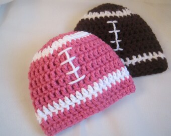 Twin Football Hats --  Football Hats in Pink or Brown  -- Twins Photo Prop  --  Twin hats - Football baby - baby football hat - twins hat