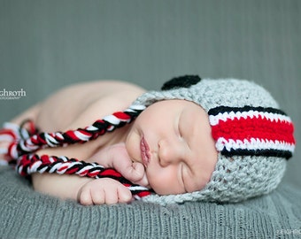 OSU Football Hat - Ohio State University - OSU baby - Ohio State football Hat - football helmet - baby boy OSU - newborn football - crochet
