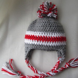 OSU Hat - baby football hat - football baby hat - football hat - Ohio State University hat - OSU baby hat - crochet baby hat - OSU crochet