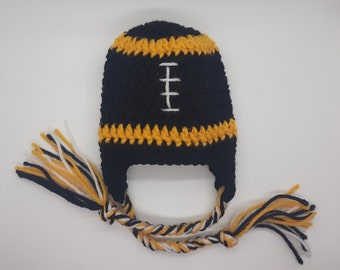 Steelers Football Hat - Steelers colors - Steelers hat - Steelers baby boy football hat - Steelers crochet hat - Baby Football Hat