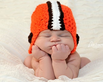 Cleveland Browns Football Hat - Browns Baby - baby football team - Cleveland Browns Hat - Orange Brown White - baby boy photo prop