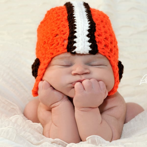 Cleveland Browns Football Hat - Browns Baby - baby football team - Cleveland Browns Hat - Orange Brown White - baby boy photo prop