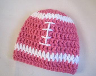 Football Hat - Pink Football Hat - Football Photo Prop - Girl Football hat - Football baby - football baby girl - crochet hat - pink crochet