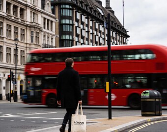 Bolsa de Londres, bolsa minimalista de lona urbana, regalo para amantes de Londres, bolsa de algodón ecológica, recuerdo de Londres, mochila de estilo británico.