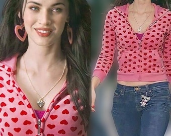 Pink Heart Graphic Hoodie – Y2K Coquette Pullover - Jennifers Body