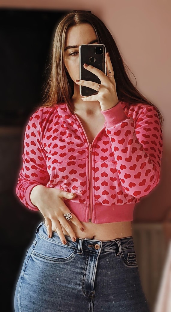 Pink Heart Graphic Hoodie – Y2K Coquette Pullover - Jennifers Body