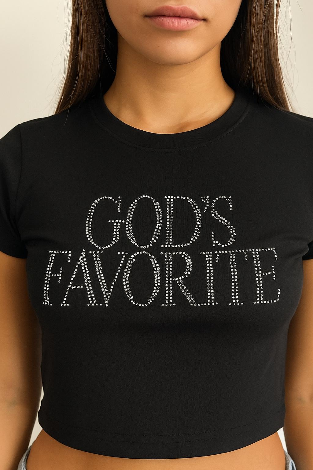 トップス Praying God's Favorite Crop Black Praying SSENSE Exclusive Black 'God's Favorite' T-Shirt Praying