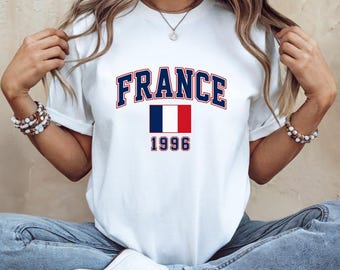Custom France Birth Year T-Shirt, Personalized France Flag Tee, Y2K France Country Shirt, Custom Year Graphic Top