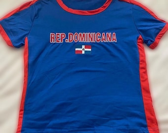 Y2K Rep. Dominicana Baby Tee – Retro Ringer Crop Top