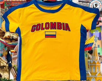 Vintage Y2K Colombia Baby Tee – Retro Ringer Crop Top