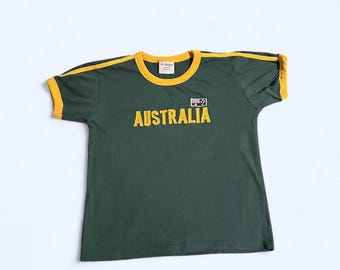 Y2K Australia Baby Tee – Green & Gold Ringer Crop Top
