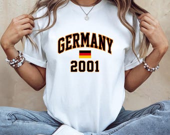 Custom Germany Birth Year T-Shirt, Personalized Germany Flag Tee, Y2K Germany Country Shirt, Custom Year Graphic Top