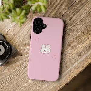 Cute Bunny Phone Case, Stylish Tough Cases, Kawaii Aesthetic, Gift for Teens, Pink Bunny Design, Perfect for All Occasions, Pink, Bunny