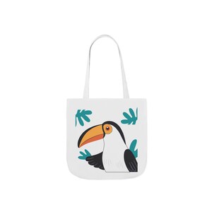 Tote Bag with Colorful Straps, Tropical Toucan Design, Fun Gift for Nature Lovers, Eco-Friendly Shopping Bag, Beach and Everyday Use