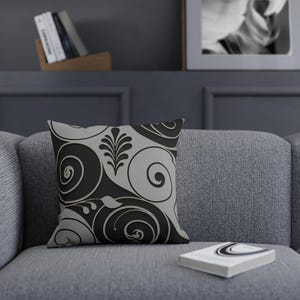 Elegantes schwarz-graues Kissen, dekoratives Dekokissen für Wohnzimmer, modernes Wohndekor, gemütliches Akzentkissen, Einweihungsgeschenk