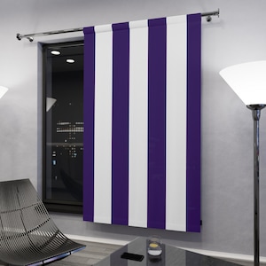 Stylish Purple Stripe Window Curtains, Window Treatments, Home Decor, Bedroom Curtains, Modern Curtain Design, Purple Striped Curtains