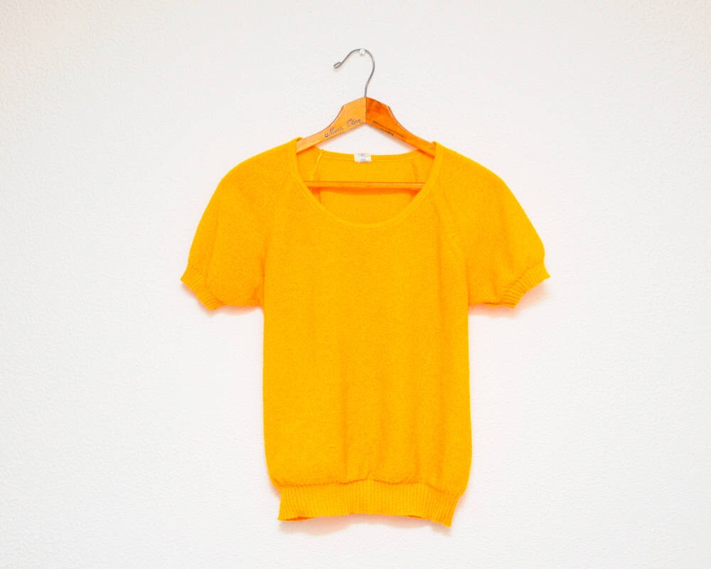 Mango Yellow Shirt Raglan Style Acrylic 