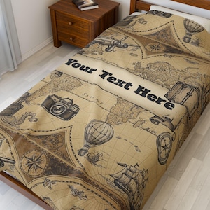 Personalized Travel Map Velveteen Blanket: Custom Adventure Gift