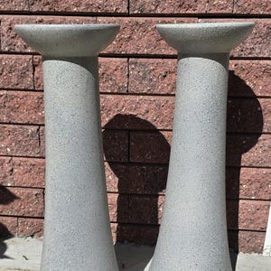 Pair of Refinished Ceramic Pedestal Stands – Stone Look Plant Columns – Indoor/Outdoor Display Risers