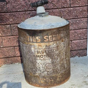 Vintage Bluebird Motor Oil Can: 5-Gallonen-Metallwerbeanzeige