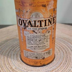 Vintage Ovaltine Tin – The Food Beverage – Orange Label – Antique Advertising Can