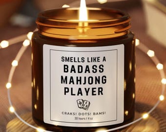 Mahjong Candle - MAHJ Board Game Night Gift for Social Club, Custom Soy Wax Decor
