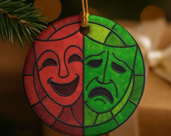 Theatre Stained Glass Ornament - Musical Theatre Gift, Broadway Gift for Actor, Ceramic Christmas Ornament, Theater Merch, Gift for Director