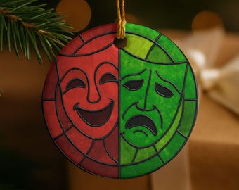 Theatre Ornament - Stained Glass Christmas Ornament, Musical Theatre Gift for Actor, Broadway Gift for Actor, Trendy Theater Merch