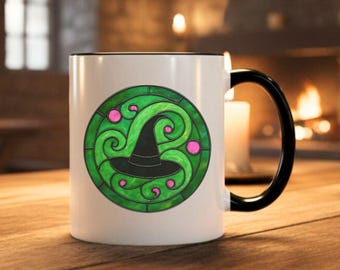 Wicked Musical Inspired Stained Glass Mug - Broadway Gift for Theatre Kid, Elphaba Coffee Cup