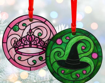 Wicked Ornament - Stained Glass Christmas Ornament, Glinda Inspired Wicked Gift, Musical Theatre Gift for Actor Wicked Merch, Broadway Gift