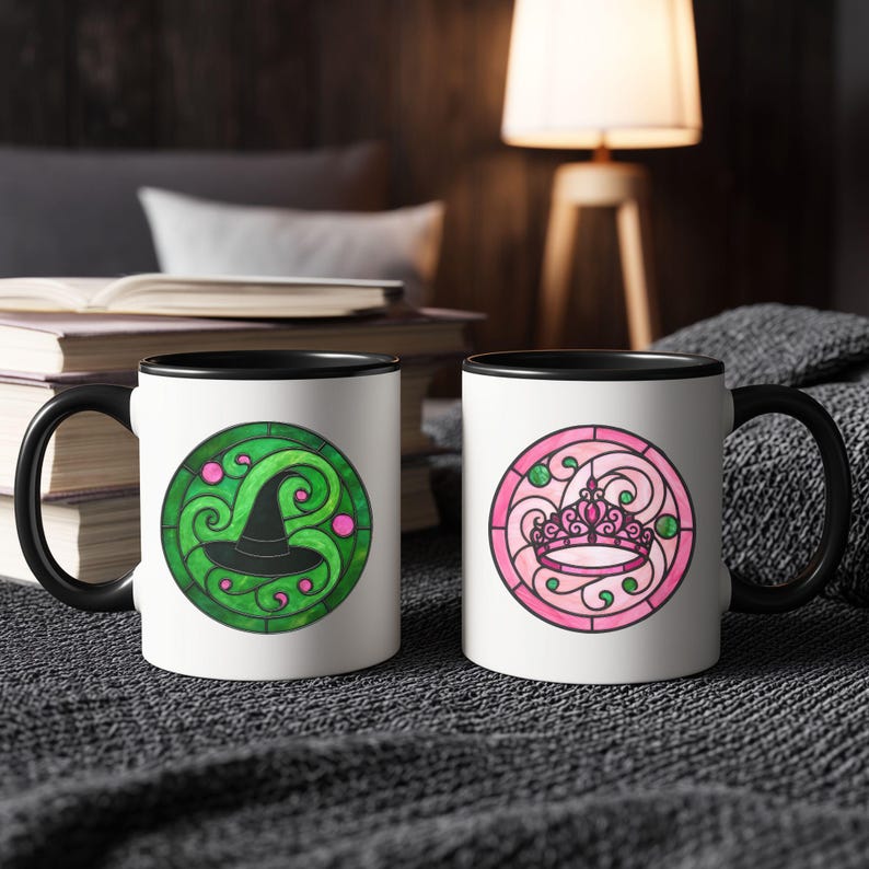 Wicked Inspired Mug - Musical Theatre Broadway Gift, Rehearsal Stained Glass Style Coffee Cup