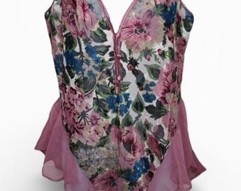 Victoria's Secret Gold Label doorschijnende bloemenlingerie teddy vintage jaren 80/90 medium