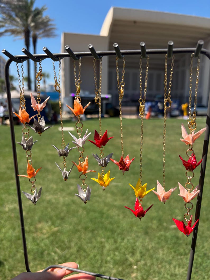 Origami Keychain Handmade | Crane Key Ring | Japanese Paper Gift | Cute ...