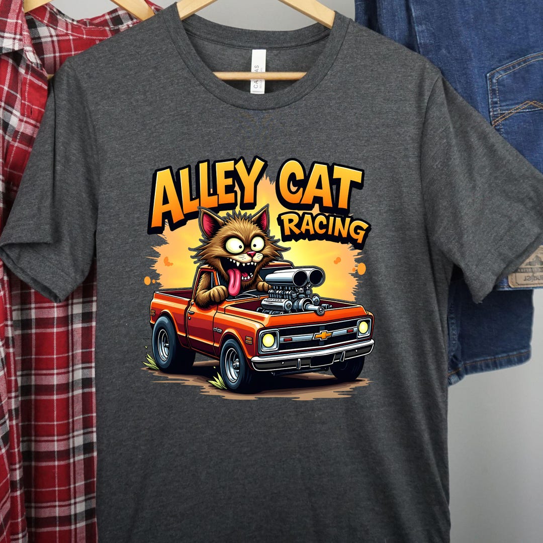 Hot Rod Truck T-shirt: Alley Cat Racing Graphic Tee - Bella+canvas 3001 ...