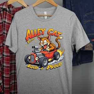 Hot Rod Cat Racing T-Shirt: Funny Car Lover Graphic Tee
