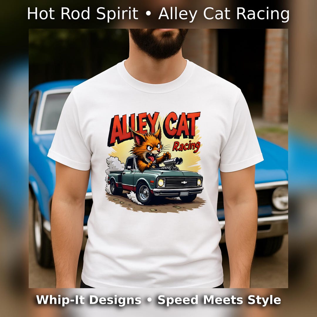 Alley Cat Racing T-shirt – Retro Hot Rod Cartoon Graphic Tee - Etsy