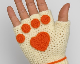 Guanti a zampa di gatto fatti a mano all'uncinetto - Guanti invernali senza dita