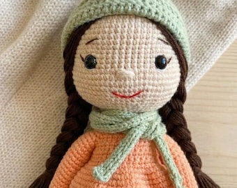 Handmade Amigurumi Girl Doll Plush Toy, Valentine’s Day Gift for Kids, Custom Crochet Doll