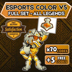 Brawlhalla ESports V5 Full Color Pack - All Legends (x70 Colors + 5 Bonus Codes)  - Instant Delivery [75 Codes Total]