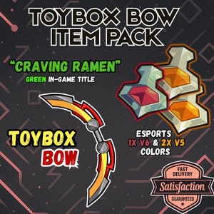 Brawlhalla Toybox Bow Item Pack | 5 Item Pack | Bow +4 Extra Codes | Bow Skin + 3 Color Codes + Green Title | Instant Delivery
